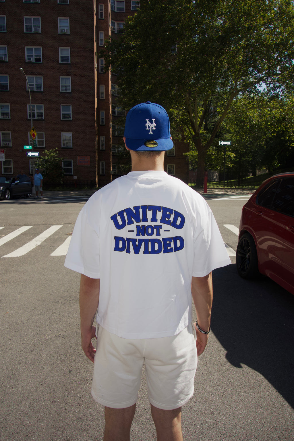 FOJ Boxy T-Shirt White With Blue Logo