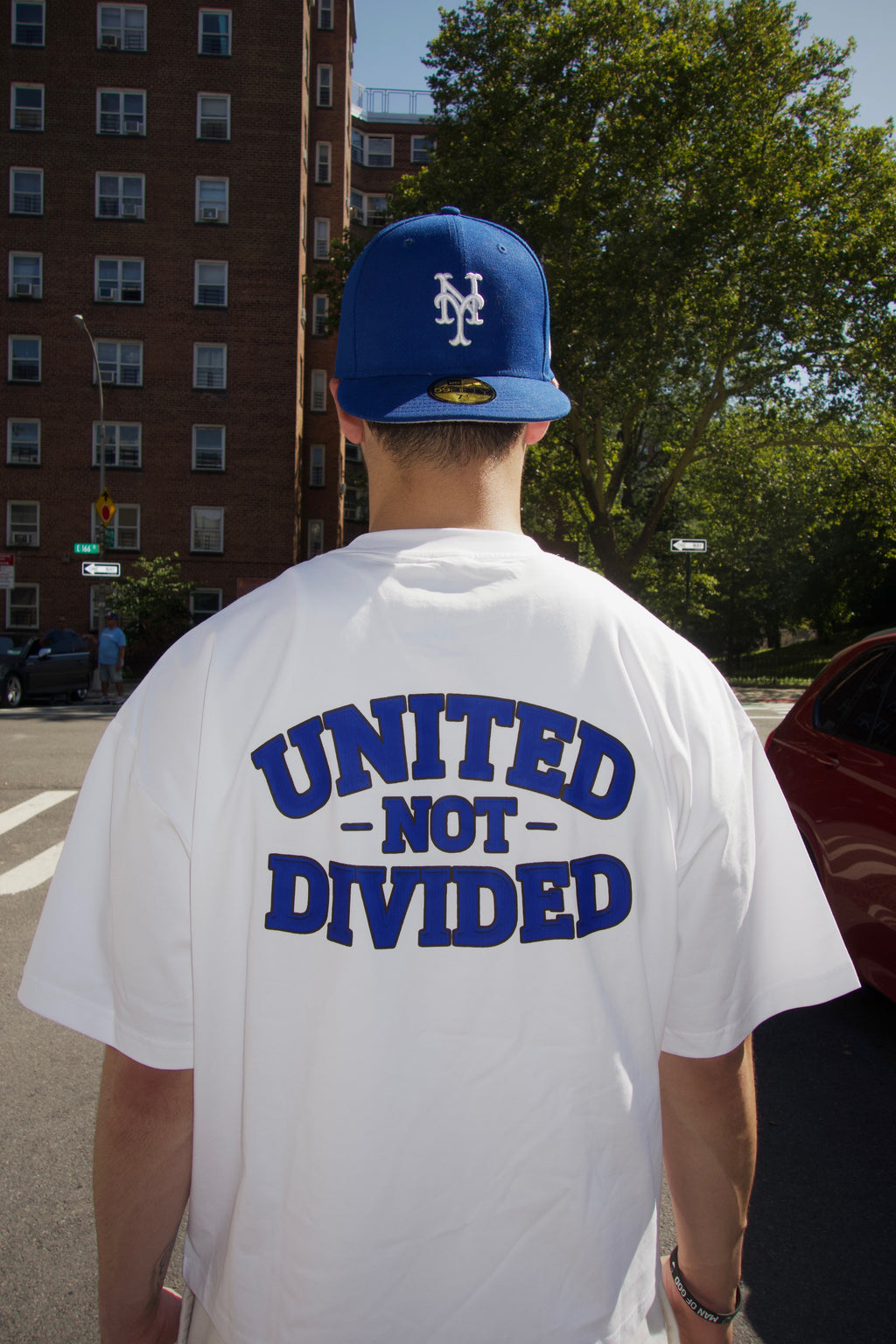 FOJ Boxy T-Shirt White With Blue Logo