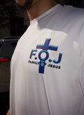 FOJ Boxy T-Shirt White With Blue Logo